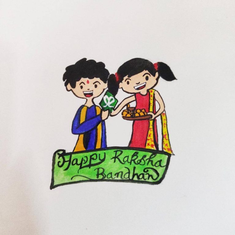 Hand draw happy raksha bandhan sister tying rakhi to brother card  background 26620175 Vector Art at Vecteezy